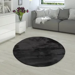 Hochflor-Teppich RABBIT 780 Schwarz Rund