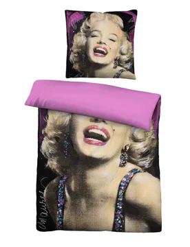 Mikrofaser Bettwäsche Marilyn Monroe pink, 1x 155x220 cm + 1x 80x80 cm - SID MAURER - FashionsVida