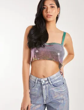 Women's Chainmail Bralette - Multicolor - Size: One Size - Pink Vanilla - FashionsVida