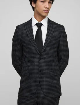 Herren Einreihiges Slim-Fit Karo-Sakko Black Größe 34 - boohooMAN - FashionsVida