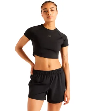 Fast Days Fitted Crop Graphic Short Sleeve T-shirt Black XL Women - New Balance - FashionsVida