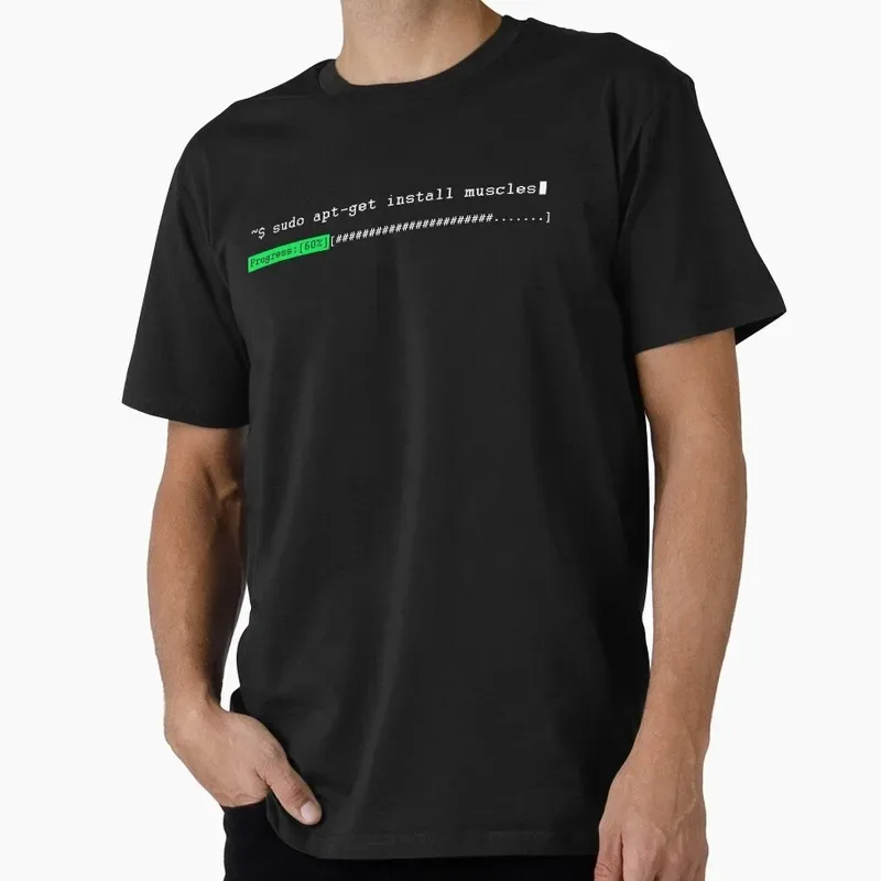 Sudo apt-get install muscles Linux Operating System Graphic T‑Shirt Casual Short Sleeve Tees Geek IT Developer Fan Gift Tops - Aliexpress - FashionsVida