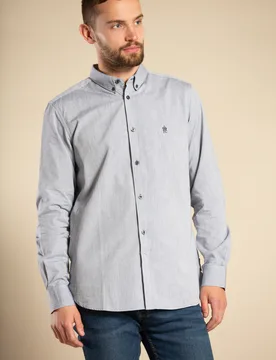 Mens Bright Blue Cotton Long Sleeve Oxford Shirt - Size X-Large - French connection - FashionsVida
