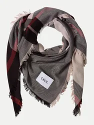Kariertes Tuch mit feinen Fransen 37749-berry red