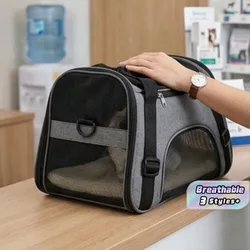 Bolsa de transporte portátil de gran capacidad para mascotas, adecuada para uso al aire libre para transportar gatos y perros de tamaño pequeño/med