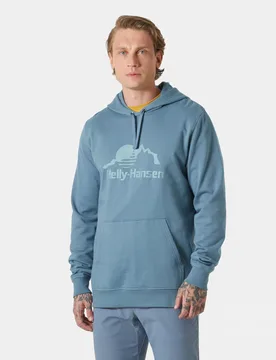 Men's Nord Graphic Pull Over Hoodie Navy S - Washed Navy Blue - Male - Helly Hansen - FashionsVida
