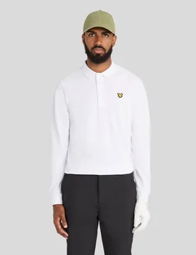 Men's Technical Long Sleeve Polo Shirt White - Lyle & Scott - FashionsVida