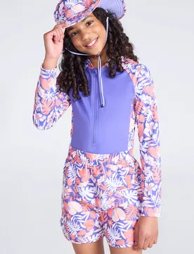 Mira Kids Rash Swimsuit - Purple - Mountain Warehouse - FashionsVida