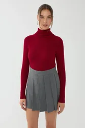 Womens Slim Fit Turtleneck Sweater - Red