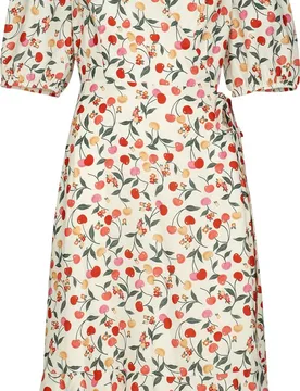 Rockabilly Kleid knielang - Colorful Cherries Wrap Dress - XS bis XXL - für Damen - Größe S - multicolor - Frauen - female - Voodoo vixen - FashionsVida