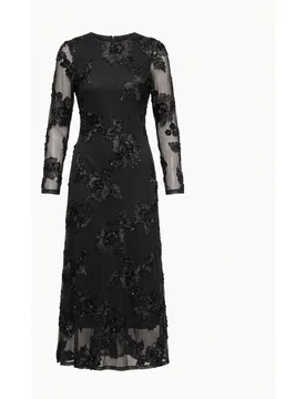 Vestido de tul largo con espalda descubierta y flores bordadas - Tantra - FashionsVida