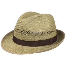 Classic Straw Trilby Hat by - nature - Female - Size: XL (60-61 cm)