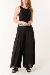 Women's Elasticated Waist Black Slip On Trousers Size: Small - Black - Size: S