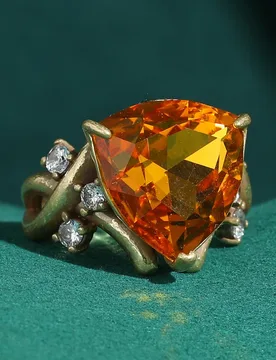 Large Triangle Vintage Orange Crystal Rings Antique Gold Plated Jewelry Luxury Accessories 2026 New Trend Lady Art Festival Deco - Aliexpress - FashionsVida