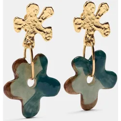 Pendientes con flor irregular de cerámica