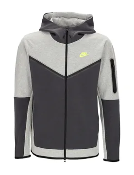 Felpa Leggera Cappuccio Zip Uomo Sportswear Tech Fleece Full-zip Hoodie Dk Grey Heather/anthracite/volt - Nike - FashionsVida