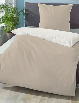 Melange-Flanell Bettwäsche MELANGE UNI kitt, 135x200 cm + 80x80 cm - Biberna - FashionsVida