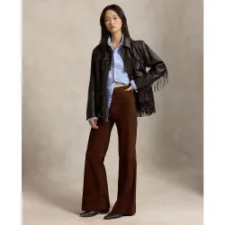 Pantalón campana de mujer de ante
