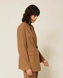 Blazer en laine mélangée à chevrons