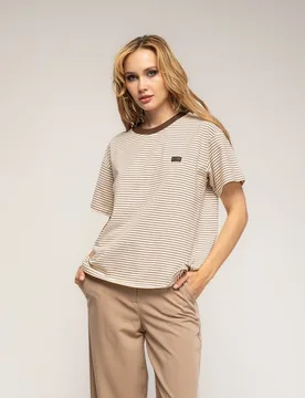 Camiseta de mujer 100% algodón de rayas finas - Tantra - FashionsVida