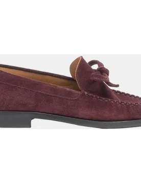 Zapatos de mujer tipo mocasin en serraje soft y adorno de lazo - Dansi - FashionsVida