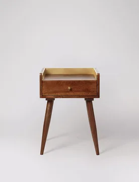 Fresco Mango Wood 1 Drawer Side Table Brown - Swoon - FashionsVida