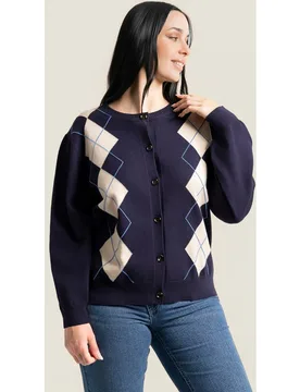 Chaqueta abotonada con rombos en delantero - October - FashionsVida