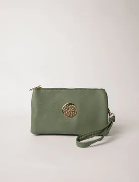 Detailed Zip Up Purse With Detachable Strap - ONE / KHAKI - Blue Vanilla - FashionsVida