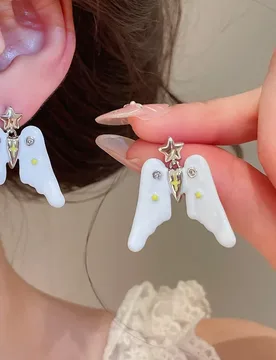 Minar Unique Design White Enamel Rhinestone Angel Wings Cross Star Hanging Dangle Earrings for Women Casual Holiday Jewelry - Aliexpress - FashionsVida