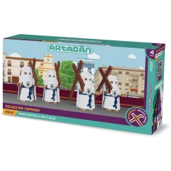Pack 4 figuras Penitentes con Cruz Hermandad de capa blanca Artabán