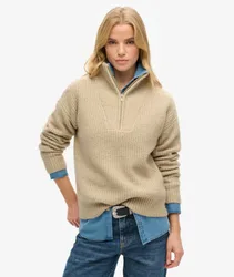 Superdry Damen Braun Essential Pullover mit Reißverschluss am Kragen, Größe: 44