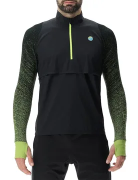 Maglietta A Maniche Lunghe Running Exceleration Windproof Zip Up Black / Lime S - Uyn - FashionsVida