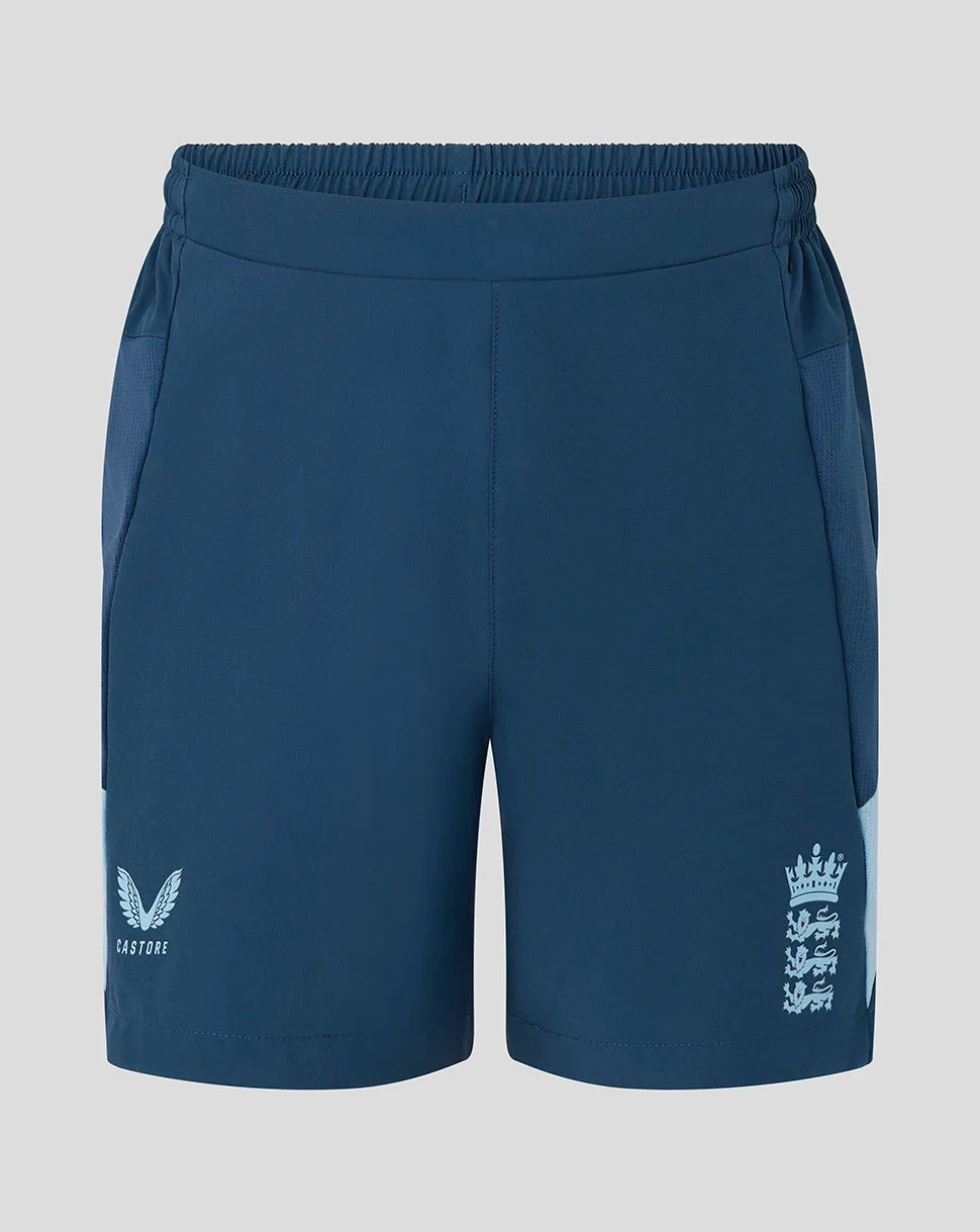 England Cricket Junior 26/27 Training Shorts BLUE JM Unisex - Castore - FashionsVida