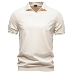 Spring and Summer New Polo Shirt Silky Drape Business Men