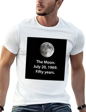 Moon Landing Fifty Year Anniversary -- July 20, 1969 T-Shirt Tough Fabric Work Tee - Aliexpress - FashionsVida