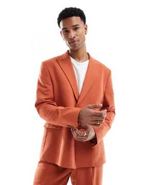 Mens Lavoir Suit Jacket In Burnt Orange Co-Ord - Size 42 (Chest) - Viggo Tailoring - FashionsVida