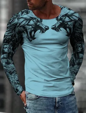 D Printed Vintage Wolf T-Shirt For Men Cool Animal Pattern Tees Spring Autumn Loose T Shirts O-Neck Tops Hip Hop Long Sleeves - Aliexpress - FashionsVida