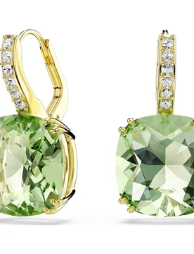 Orecchini pendenti Millenia, Taglio Cushion, Verdi, Finitura oro 18K OS - Swarovski - FashionsVida