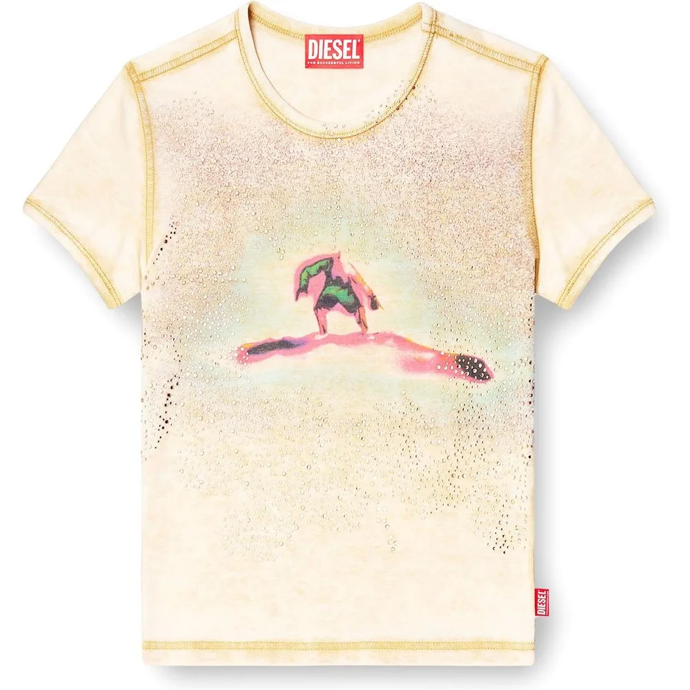 Camiseta de mujer de manga corta con estampado frontal - Diesel - FashionsVida