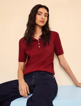 Jersey cuello polo con ochos de mujer - Easy Wear - FashionsVida
