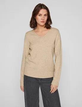 Jersey de mujer punto cuello pico - Vila - FashionsVida