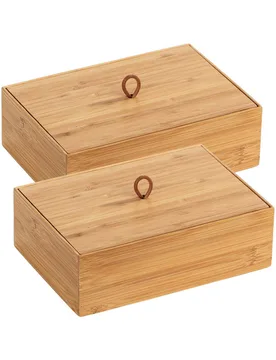 Aufbewahrungsbox „Terra“ L mit Deckel, 2er Set, Bambus - WENKO - FashionsVida