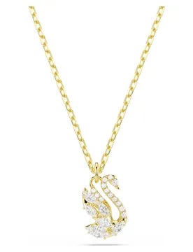 Pendente Swan, Taglio misto, Cigno, Bianco, Finitura oro 18K OS - Swarovski - FashionsVida