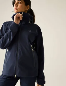 Women's Haik 3 Layer Lightweight Hooded Walking Waterproof Jacket in Mid Navy Size: 10 - Mid Navy - Size: 10 - Dare 2b - FashionsVida