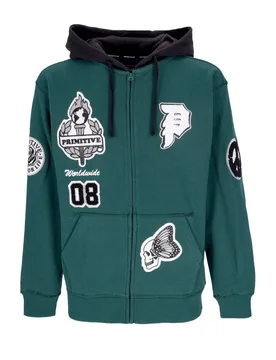 Felpa Cappuccio Zip Uomo Alumni Zip Up Hoodie Green - PRIMITIVE - FashionsVida