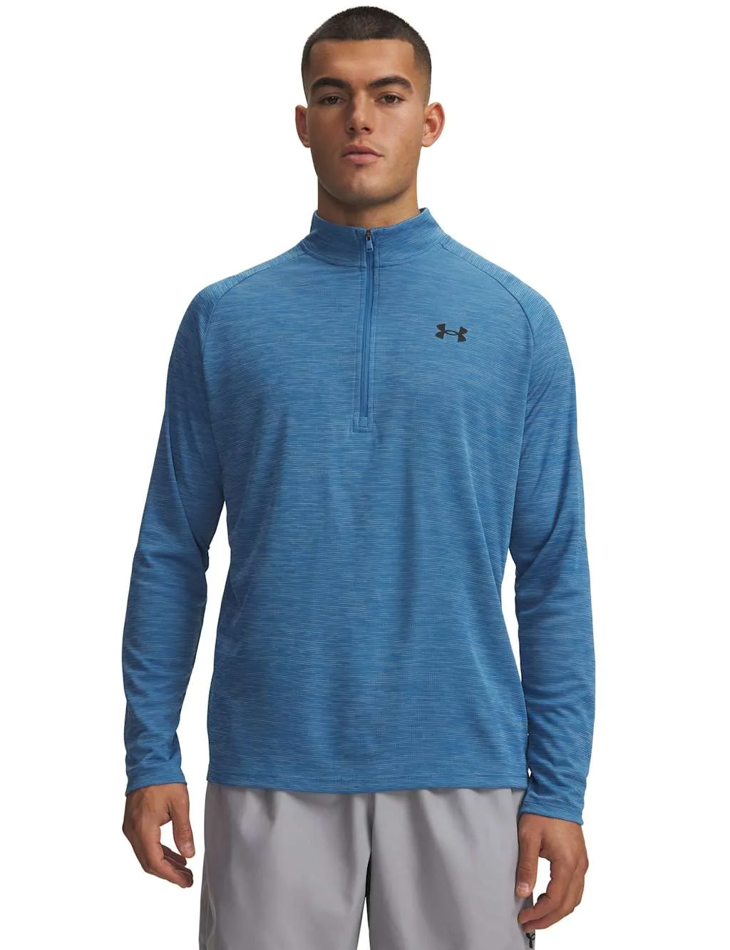 Textured Technical Half Zip Quick Dry Top Blue male - Under armour - FashionsVida