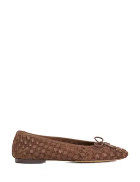 Leather Woven Flat Ballet Pumps Brown female - Dune london - FashionsVida