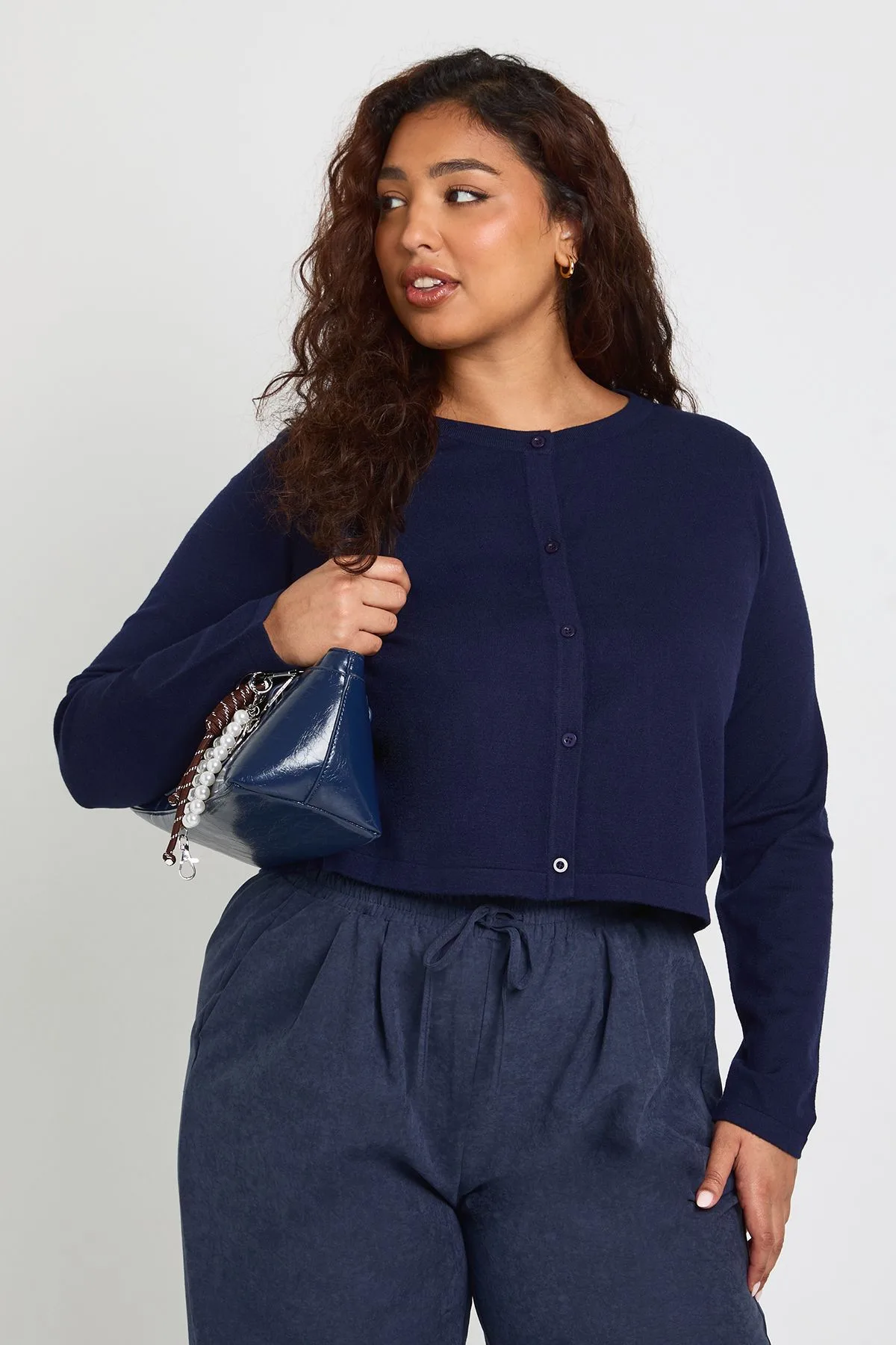 Womens Plus Long Sleeve Knit Rib Top - Navy - Size 16 Uk - Boohoo - FashionsVida