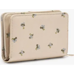 Cartera de mujer pequeña con cierre de cremallera y estampado floral
