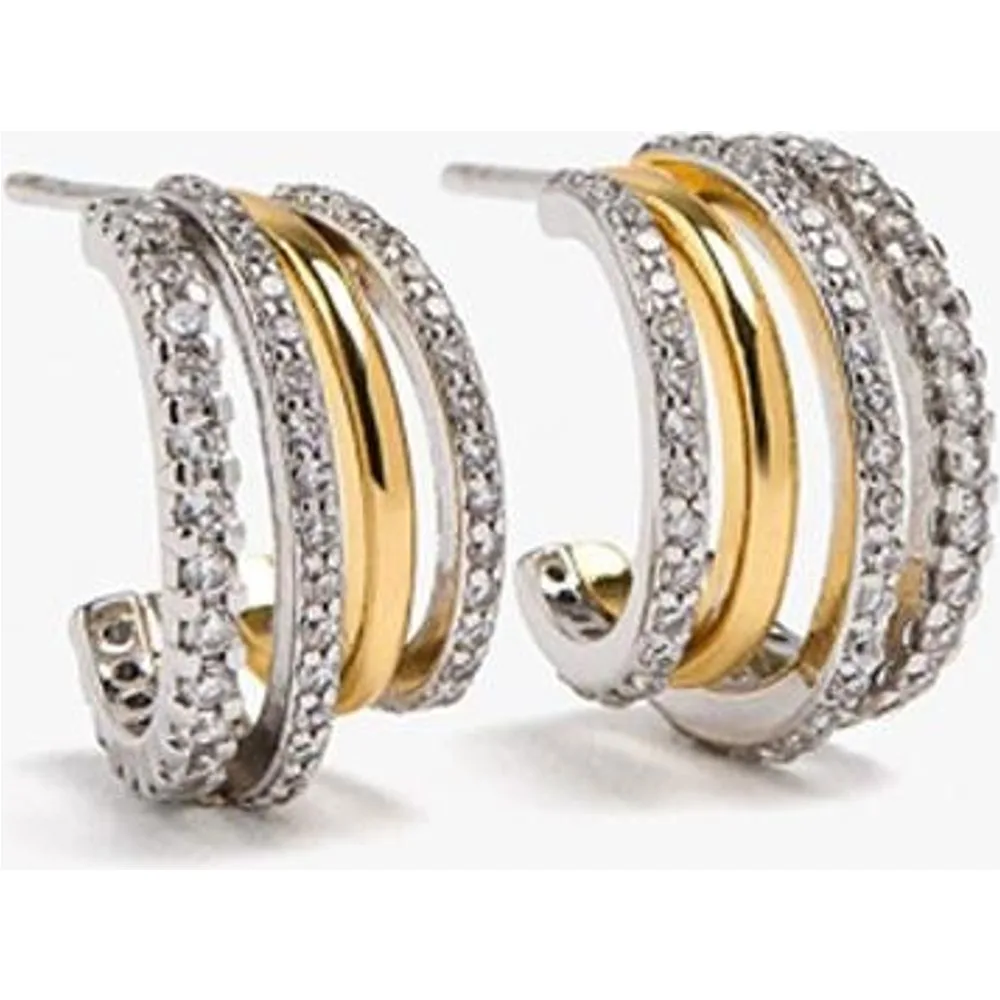 Pendientes de aro efecto triple de de acero inoxidable con circonitas - Parfois - FashionsVida